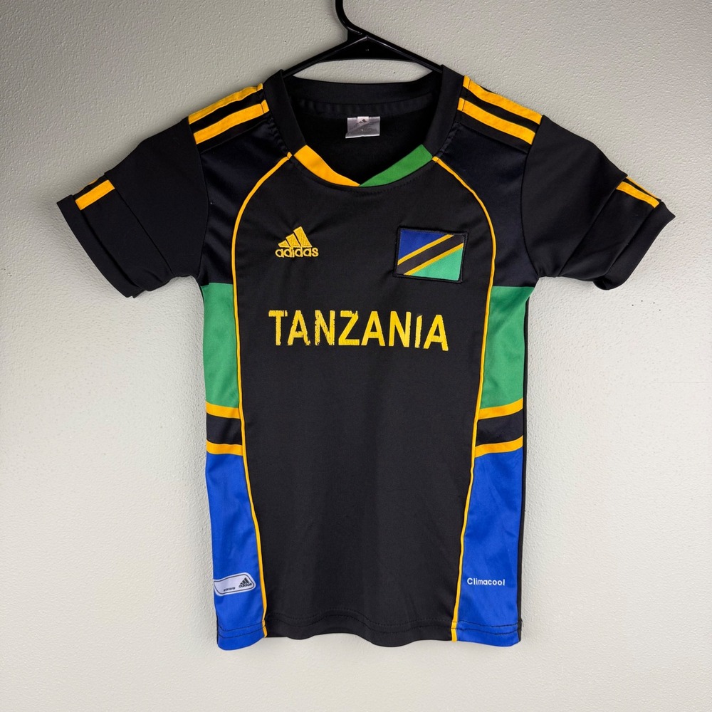 Adidas Tanzania Soccer Jersey Kids Size 3 Black Yellow Climalite National Team‎